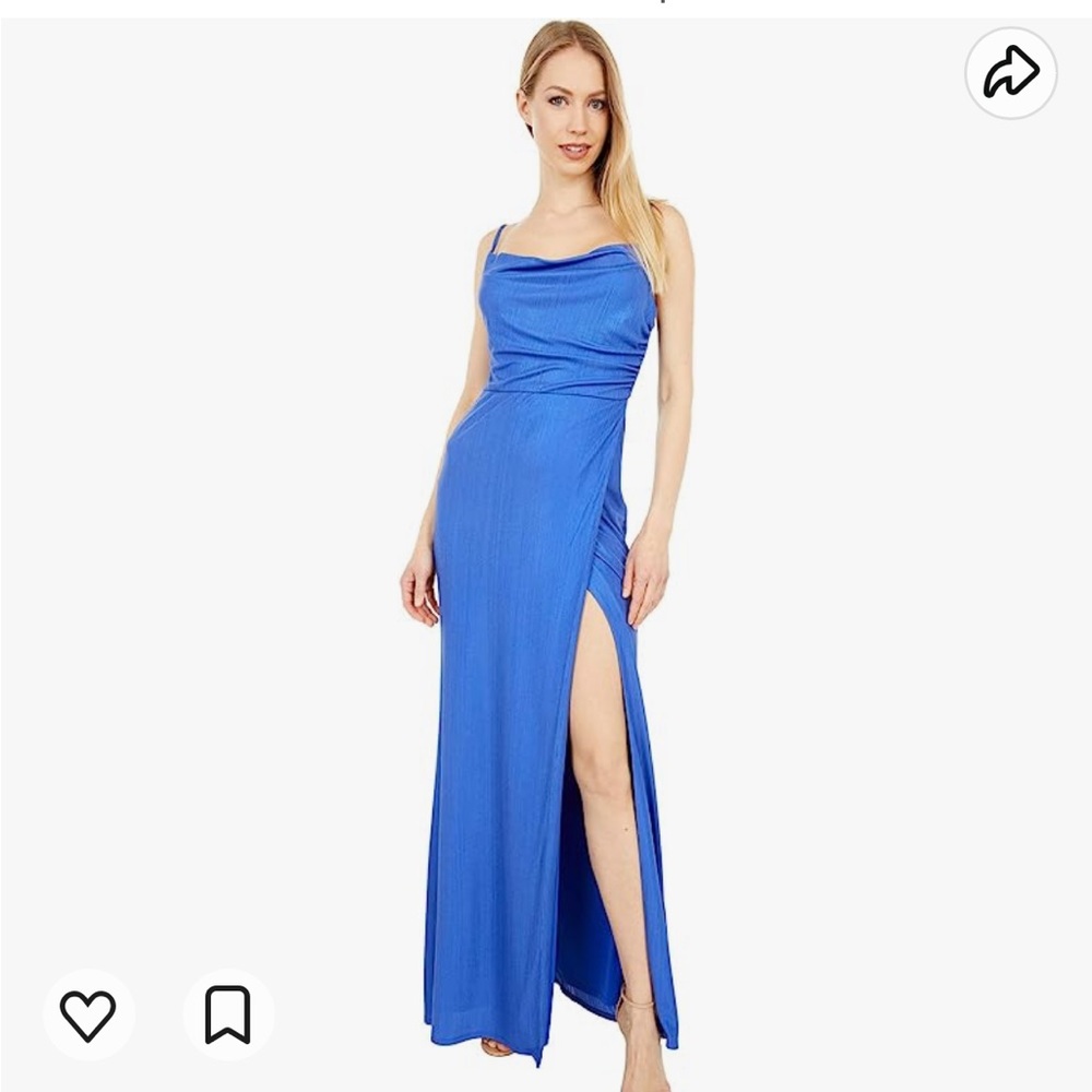 LAUNDRY BY SHELLI SEGAL Faux Wrap Gown with Slit